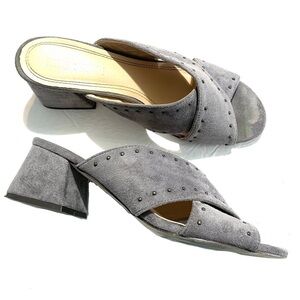 Chase + Chloe Butter Strappy Gray Vegan Leather Mule High Heel Sandals size 9